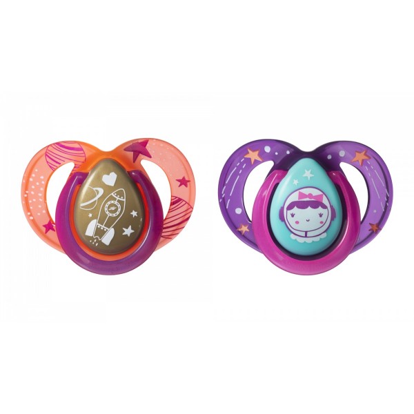 TOMMEE TIPPEE čiulptukas silikoninis 2vnt. 6-18m Night Time